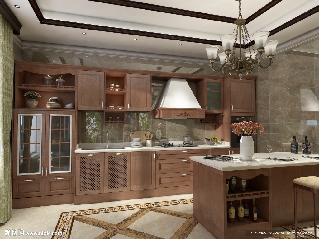 欧式风格厨房整体装修效果图 – 设计本装修效果图