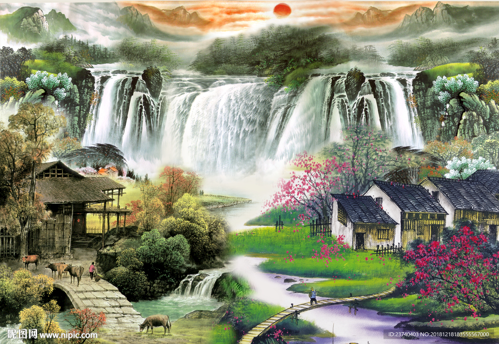 山水 山水风景图 山水风景壁画