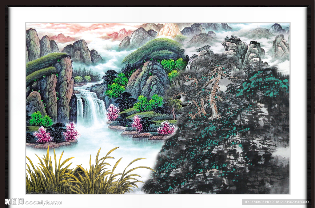 山水 山水风景图 山水风景壁画