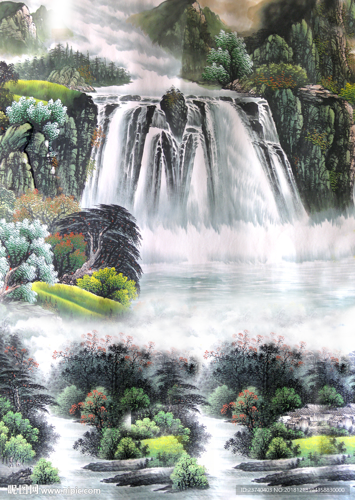 玄关 装饰画 国画山水