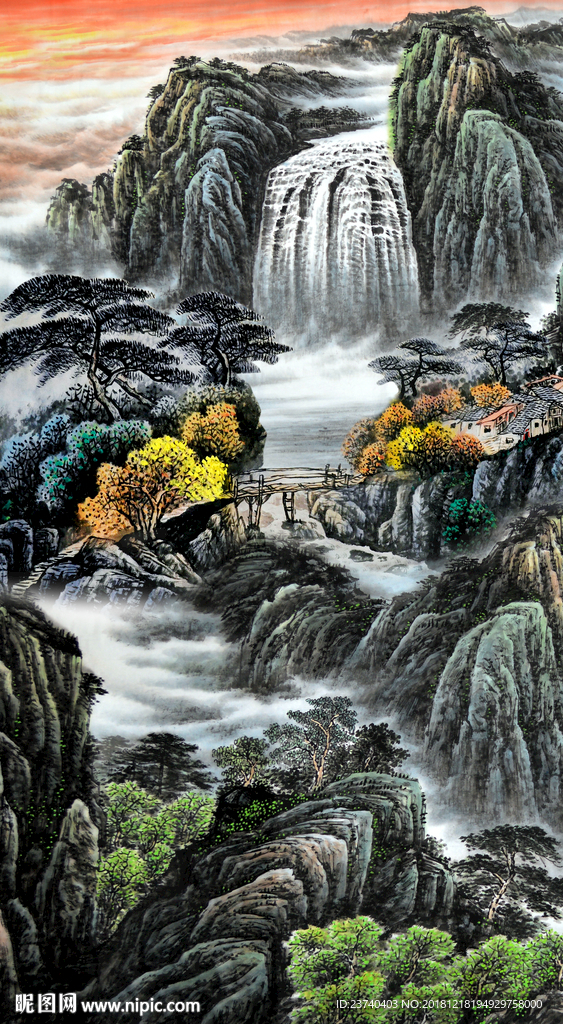 玄关 装饰画 国画山水