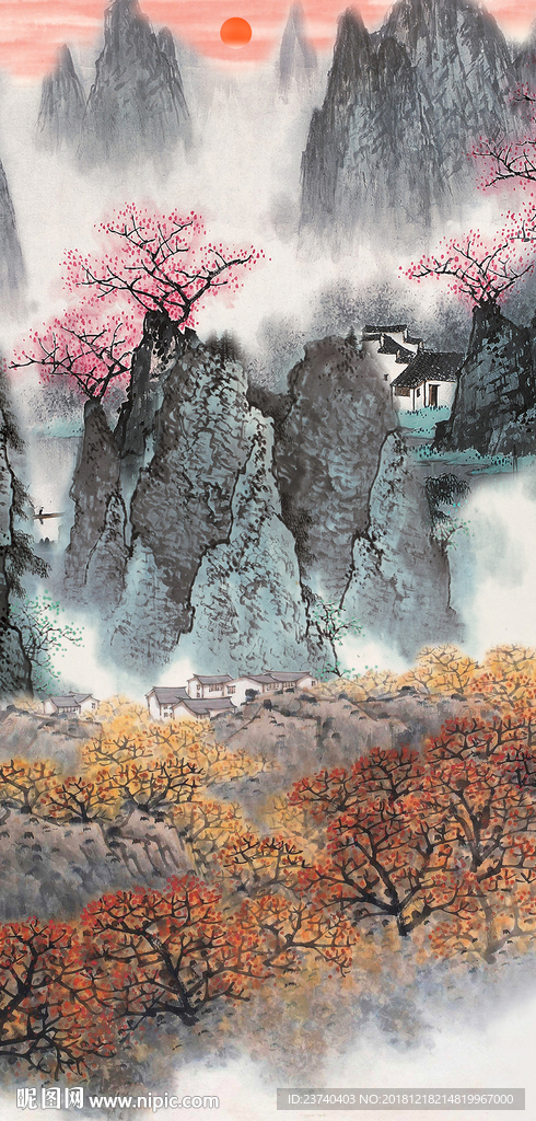 玄关 装饰画 国画风景