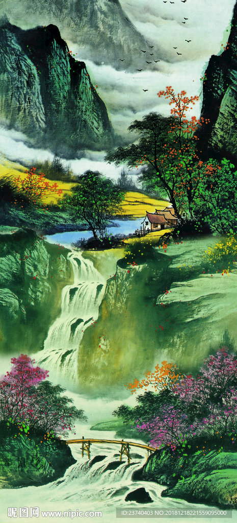 玄关 装饰画 国画山水