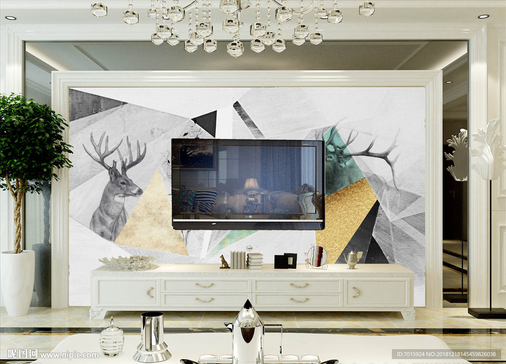 简约现在化高档有品位电视背景墙