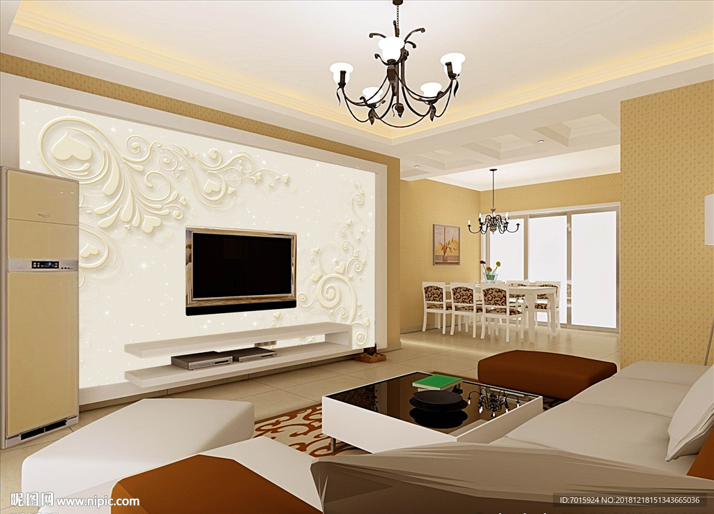 手绘线条简约背景墙