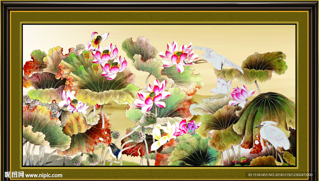 工笔荷花