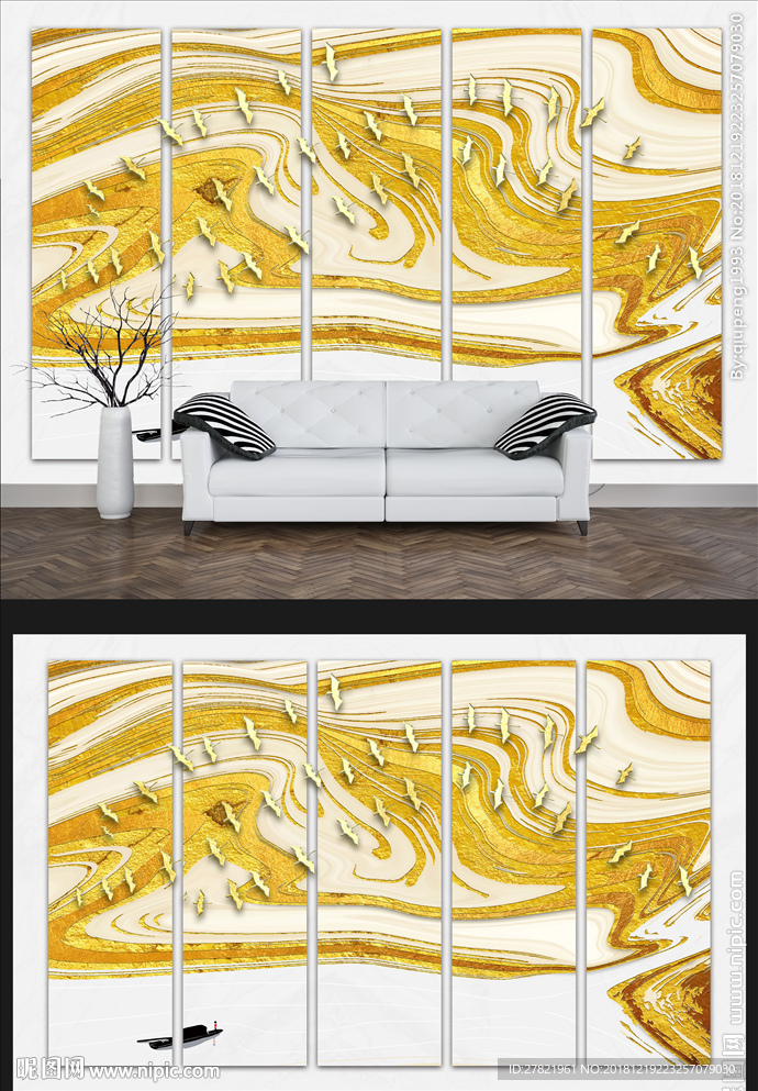 抽象金色背景墙