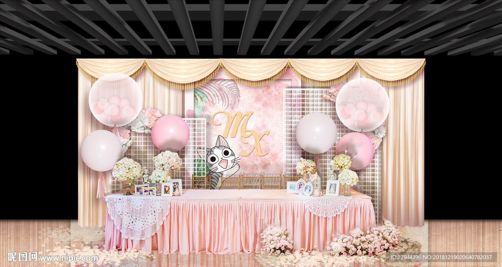 粉色婚礼签到区