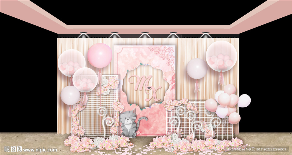 粉色婚礼迎宾区