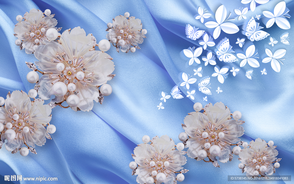 布纹立体花朵珍珠家和玄关屏风背