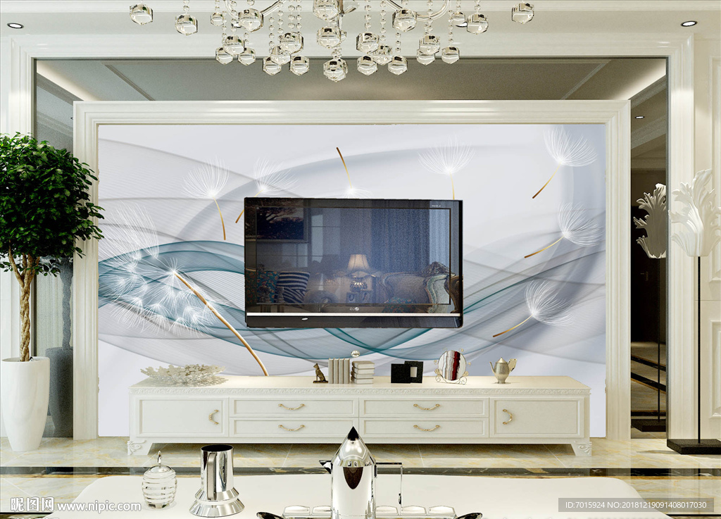 清新现代简约电视背景