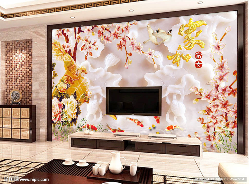 家和宝贵玉雕装饰高档壁画