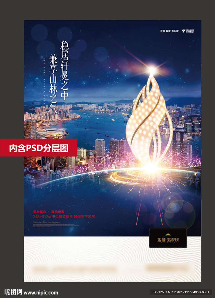 地产海报建筑城市天空开盘