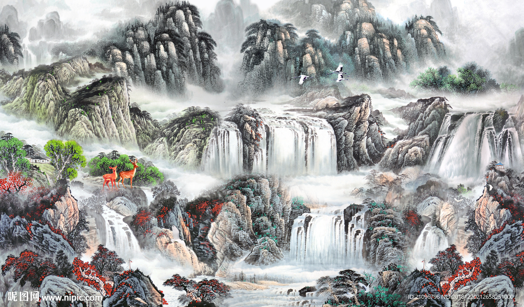 电视背景墙 山水国画