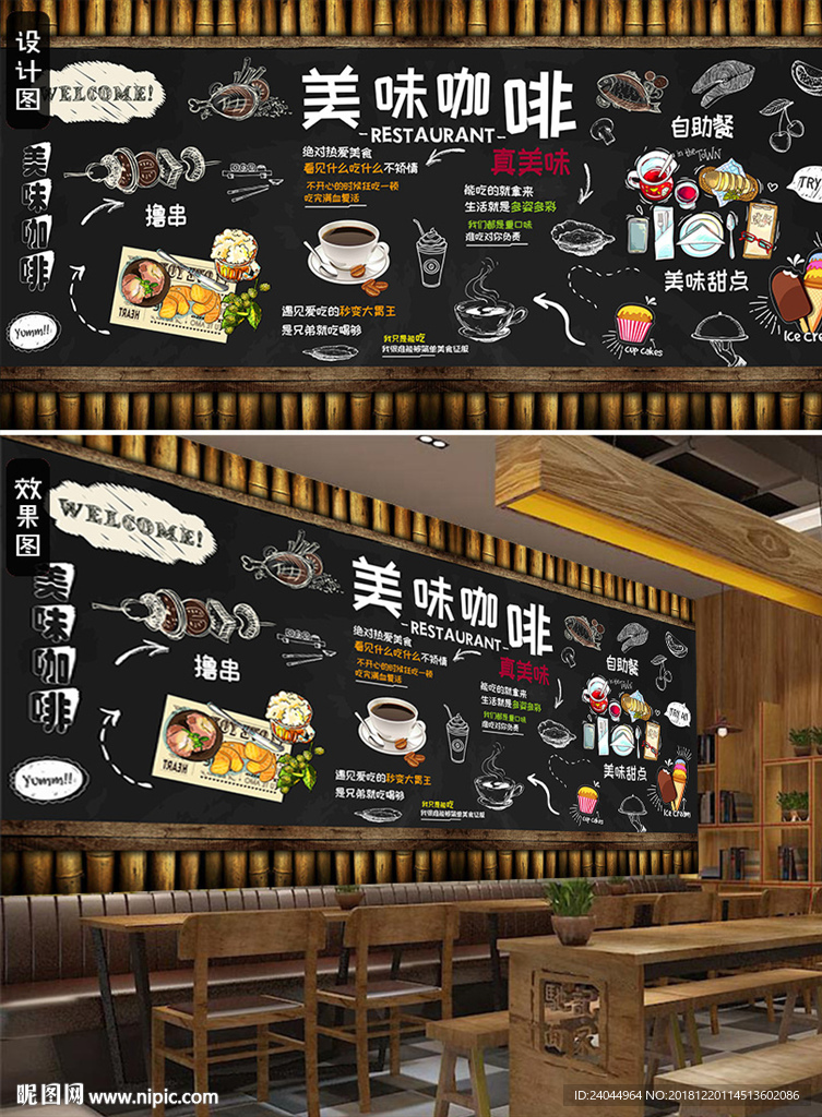 最新美味咖啡餐厅背景墙