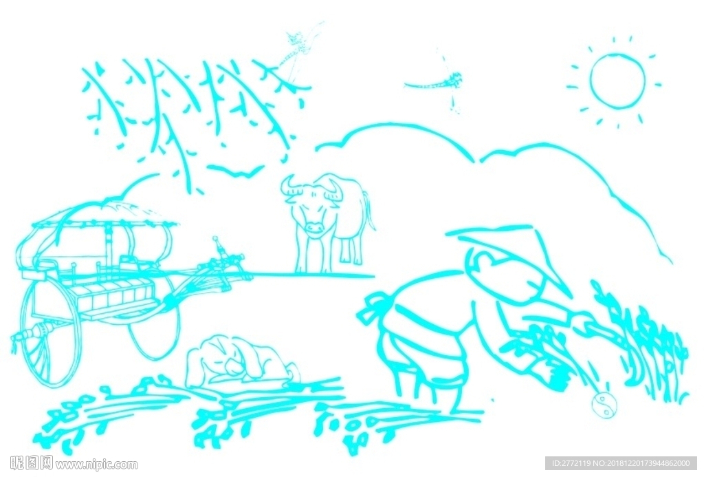 收割禾苗 简笔画