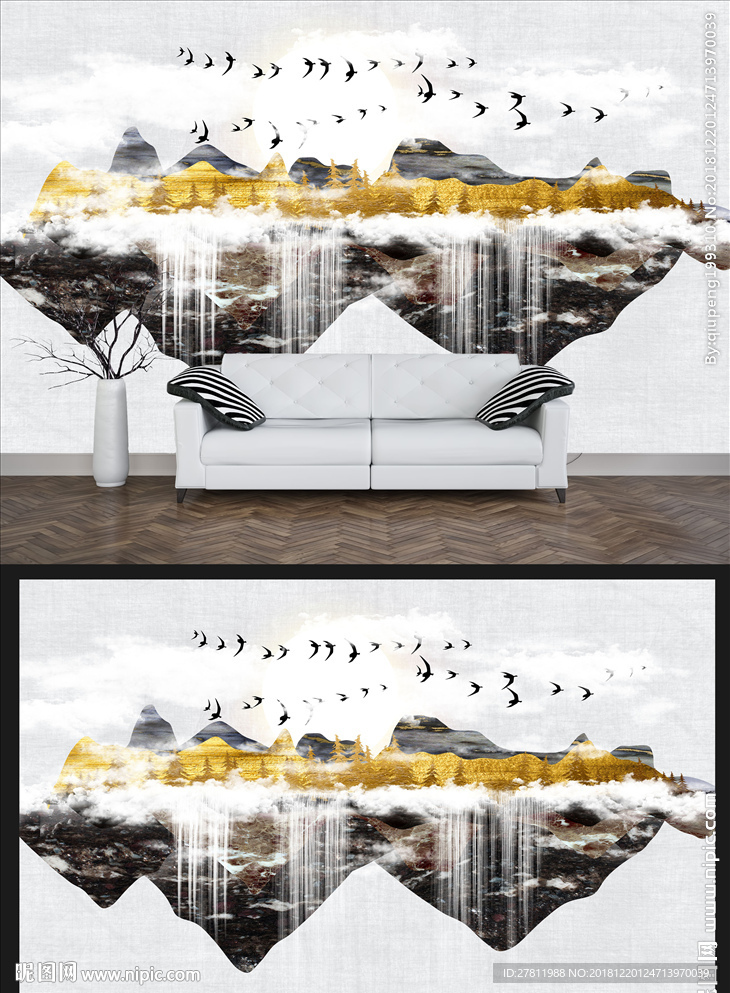 意境山水背景墙
