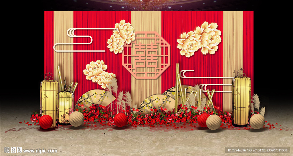 传统中式婚礼迎宾区