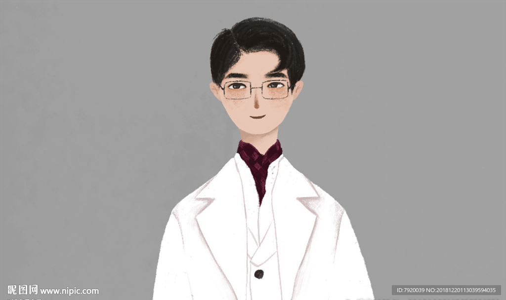 戴眼镜的男士半身插画