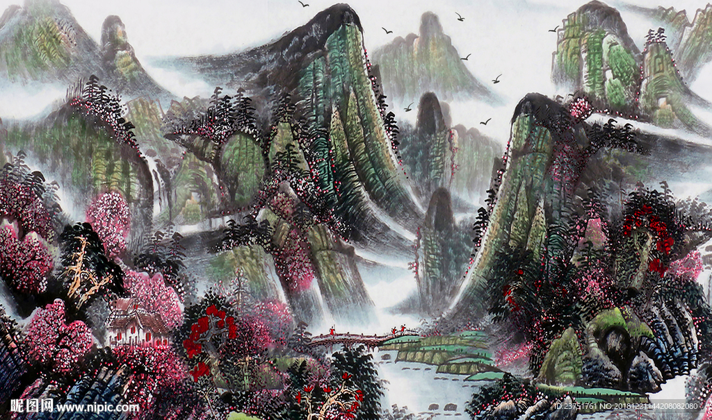 山水情水墨画无框画