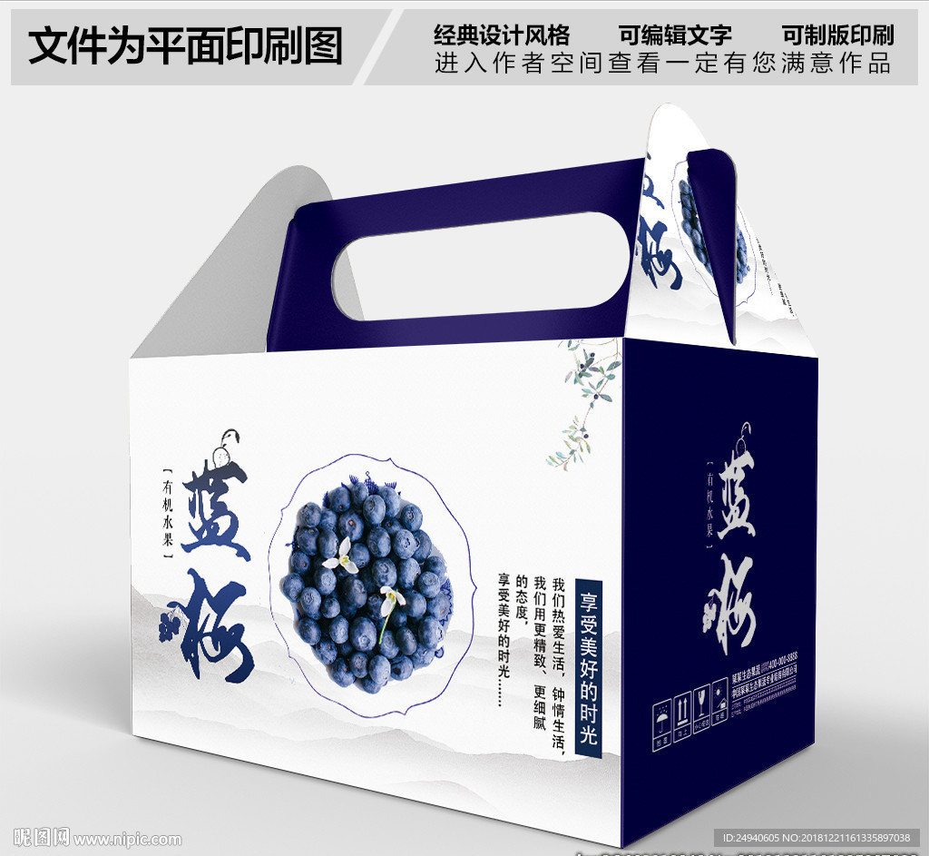 小清新蓝莓包装盒设计