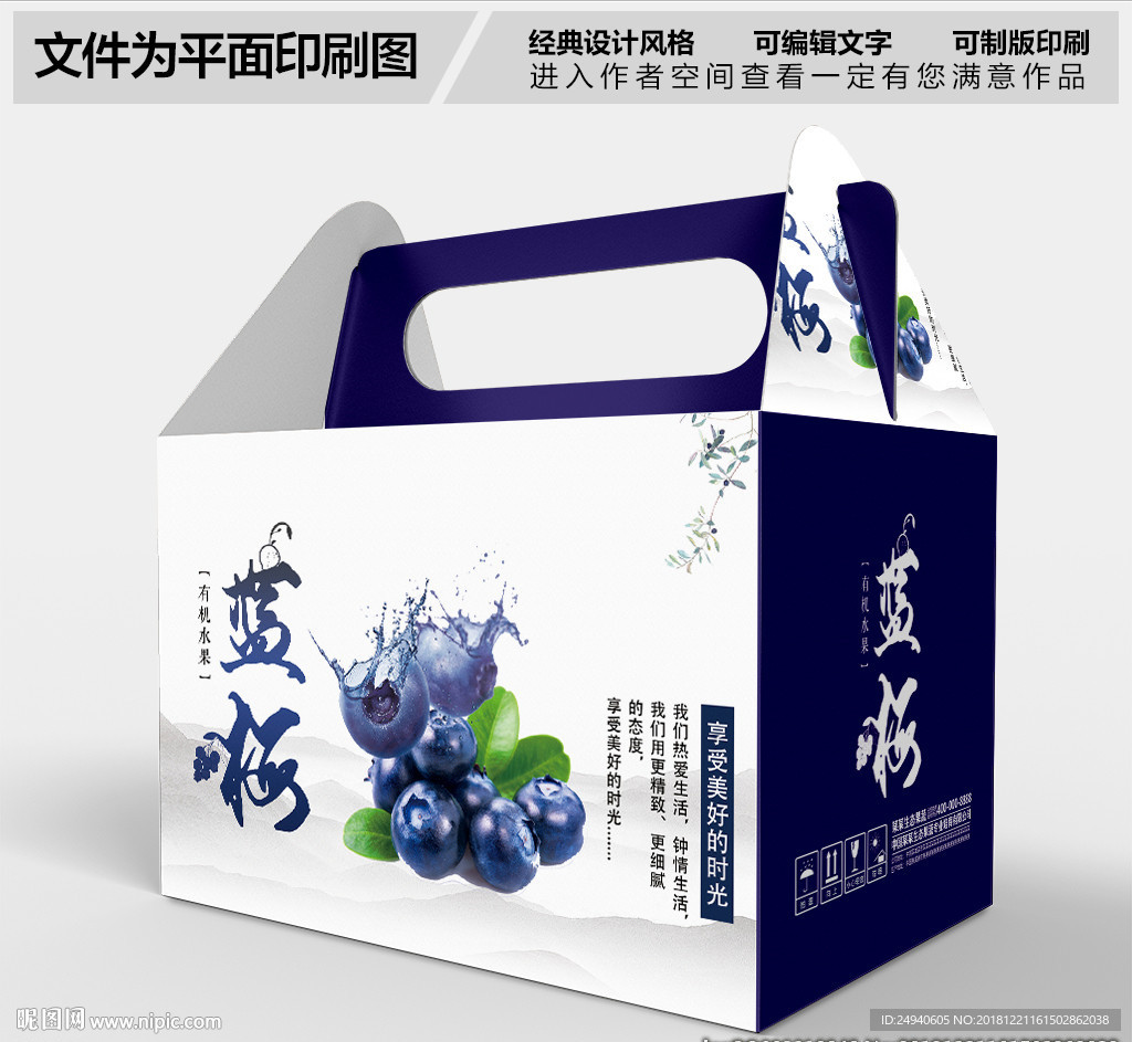 高档蓝莓包装盒设计PSD