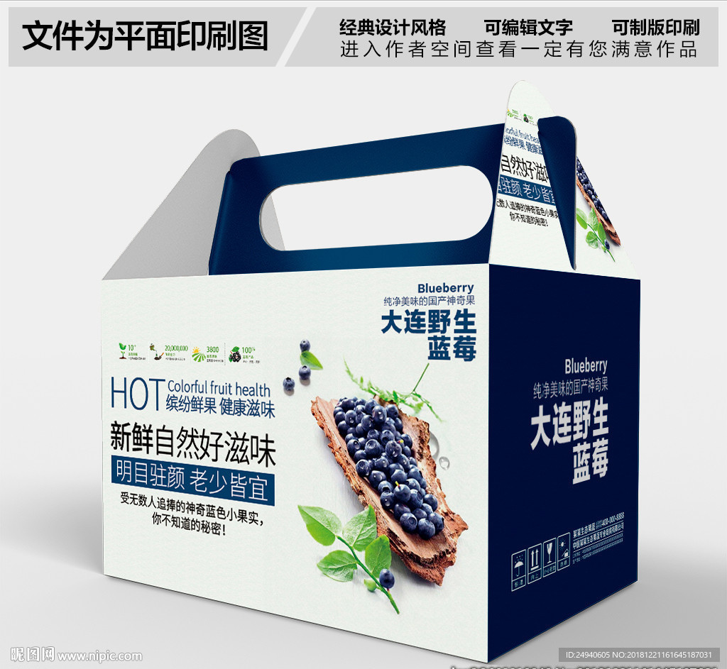 高档蓝莓包装盒设计PSD