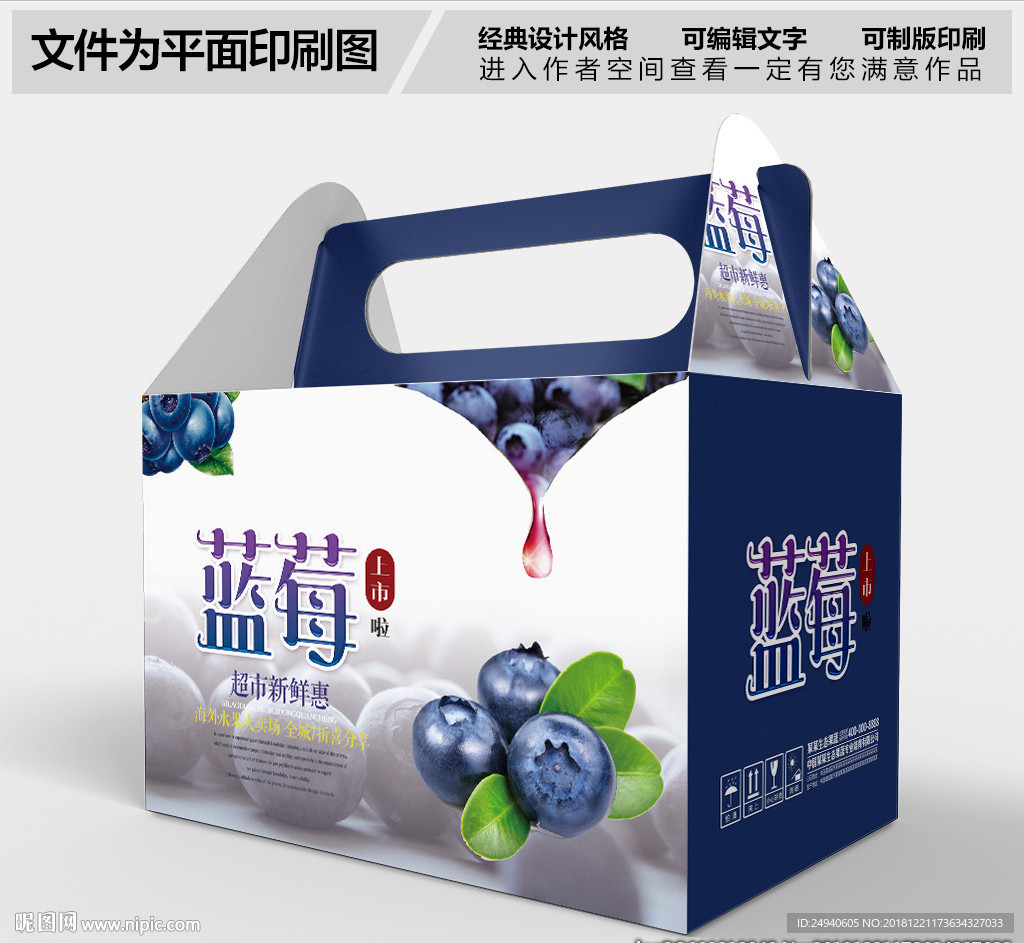 时尚蓝莓包装礼盒设计PSD
