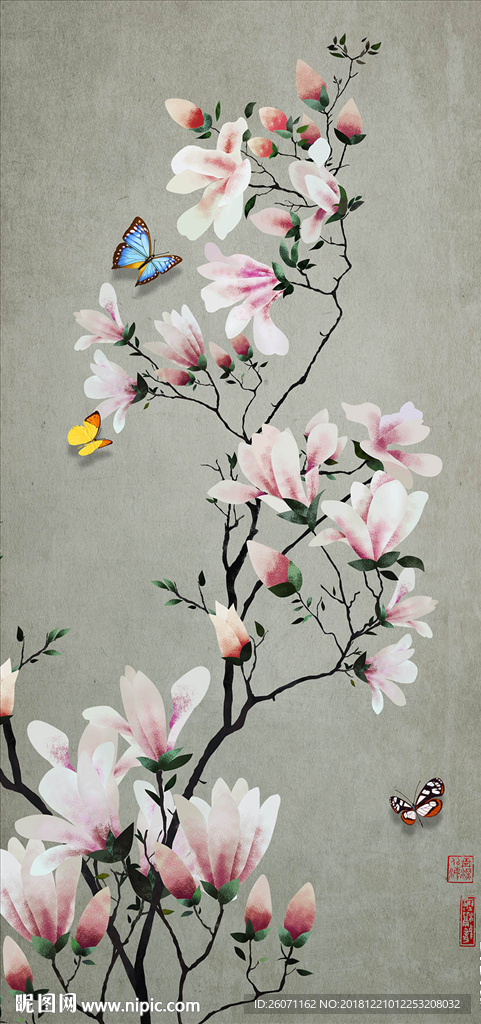 手绘花鸟玄关
