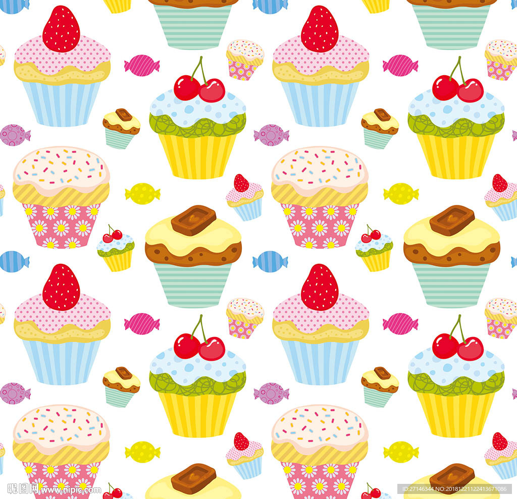 蛋糕无缝印花图案