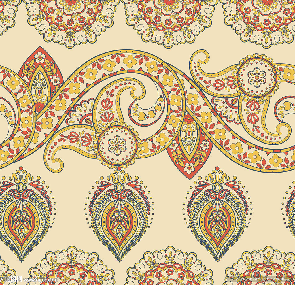 传统花纹无缝印花图案