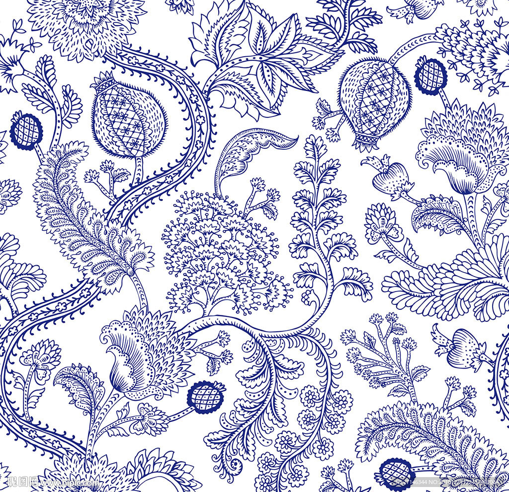 植物花纹无缝印花图案