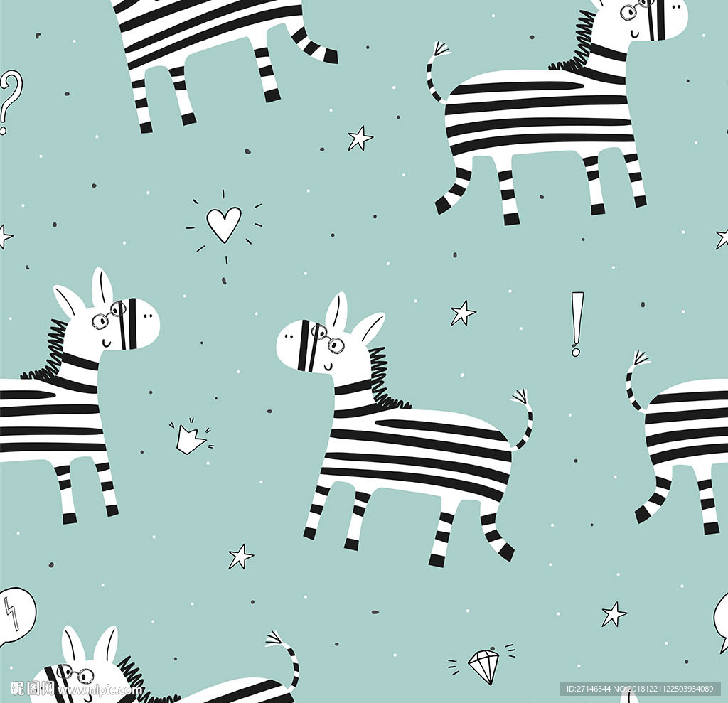 斑马无缝印花图案