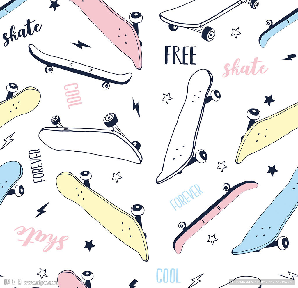 滑板无缝印花图案