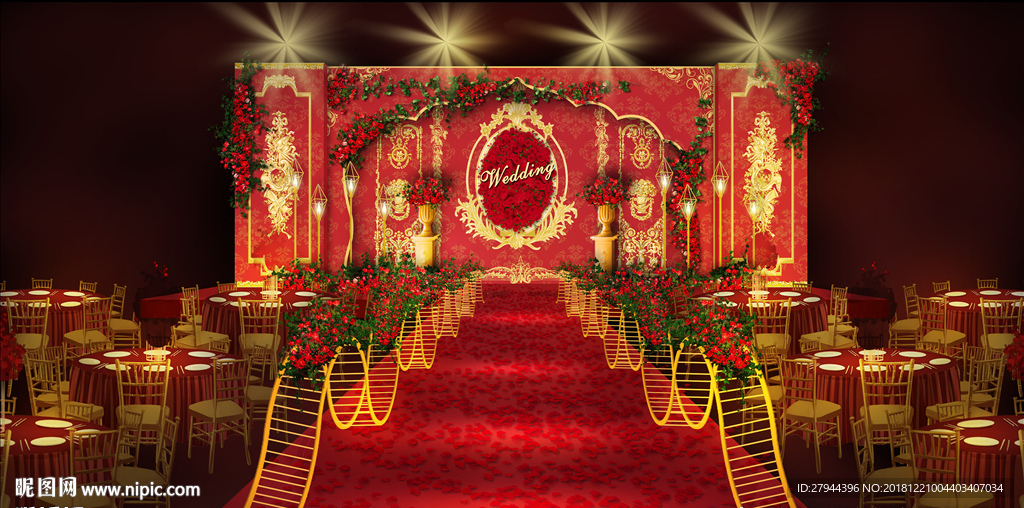 红金色欧式婚礼仪式区