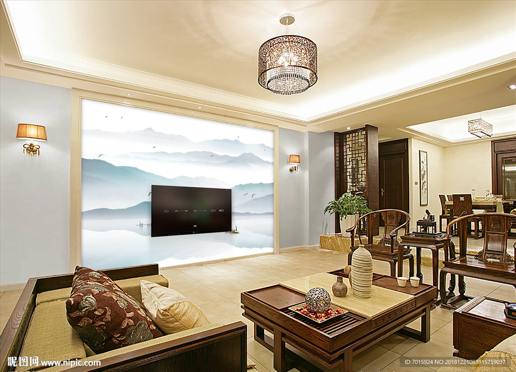 山水风景玄关装饰画