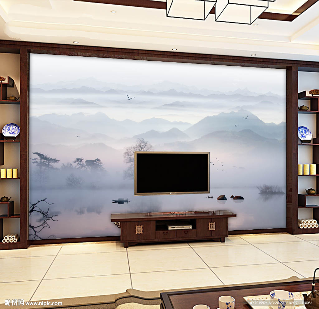 山水画背景墙