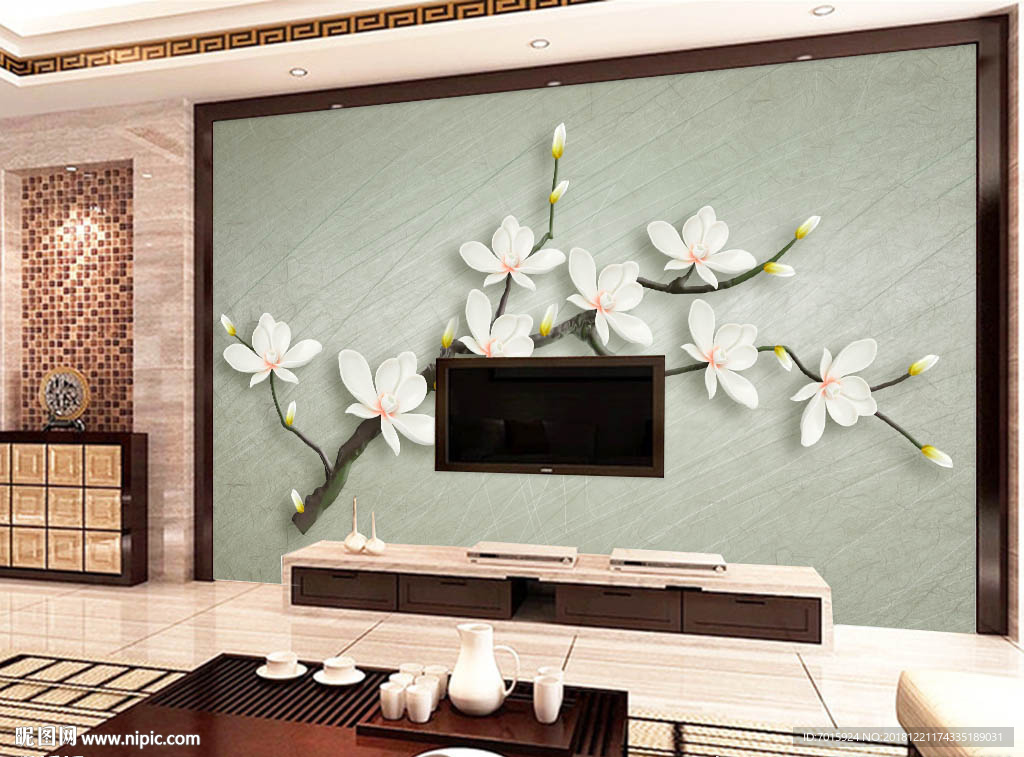 艺术花朵背景装饰画 艺术墙纸