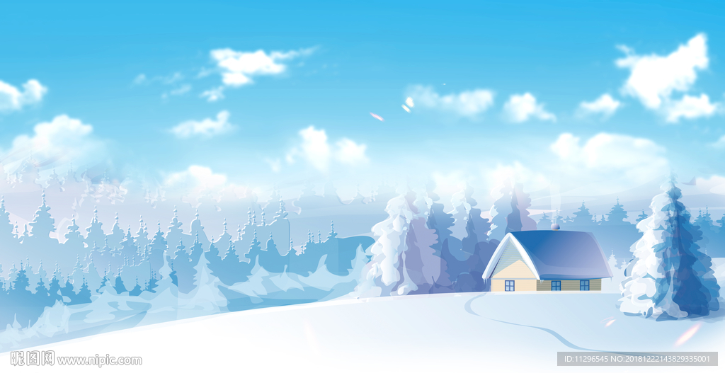 冬季唯美手绘背景