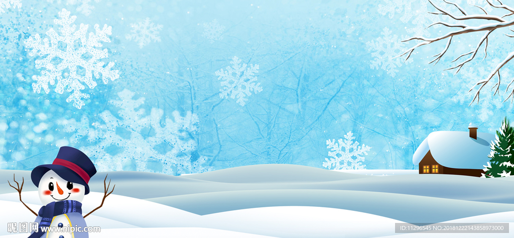 冬季雪花背景简约唯美卡通背景