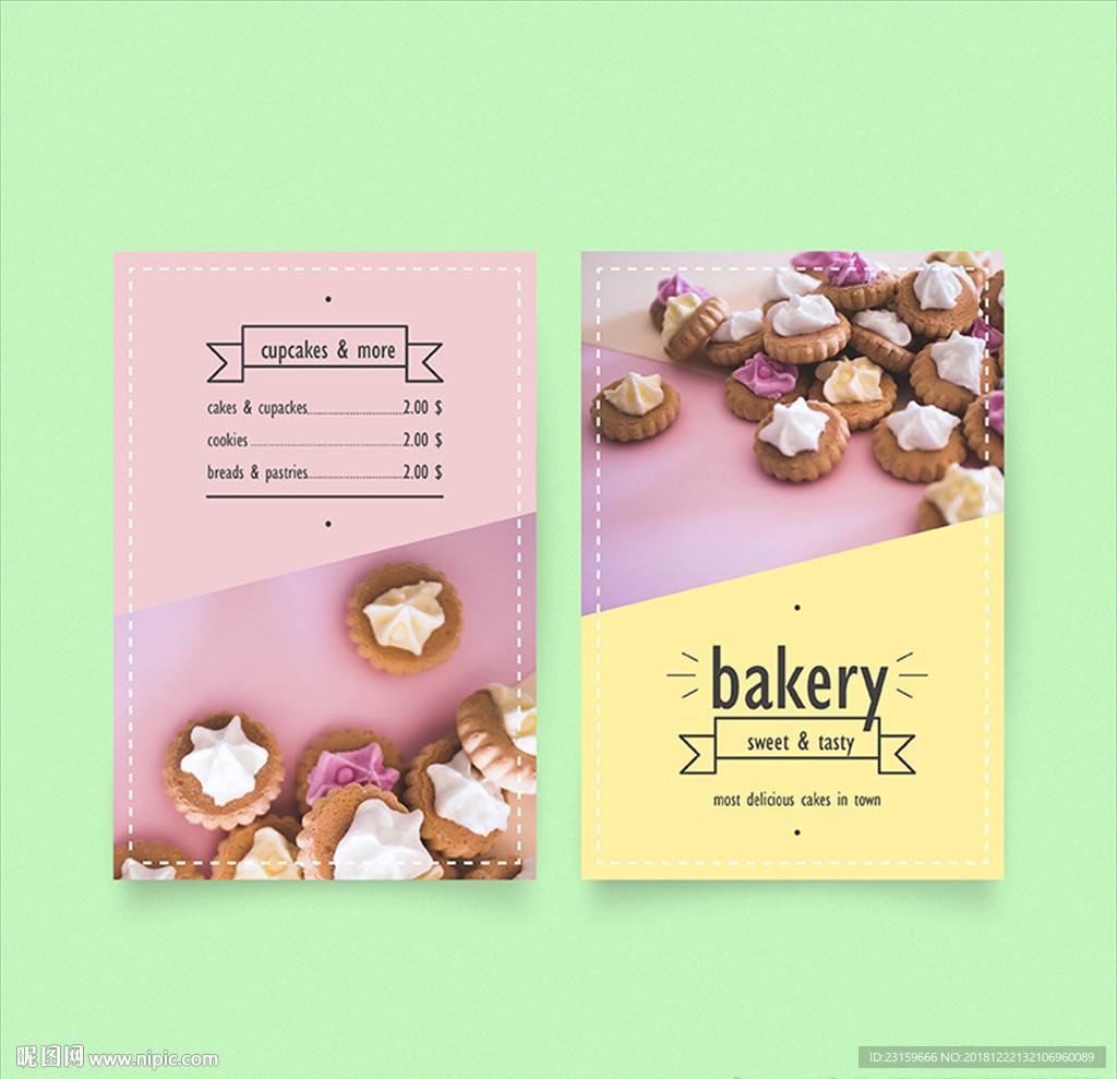 可爱的甜品面包店海报