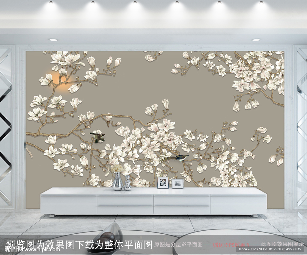 手绘工笔花鸟