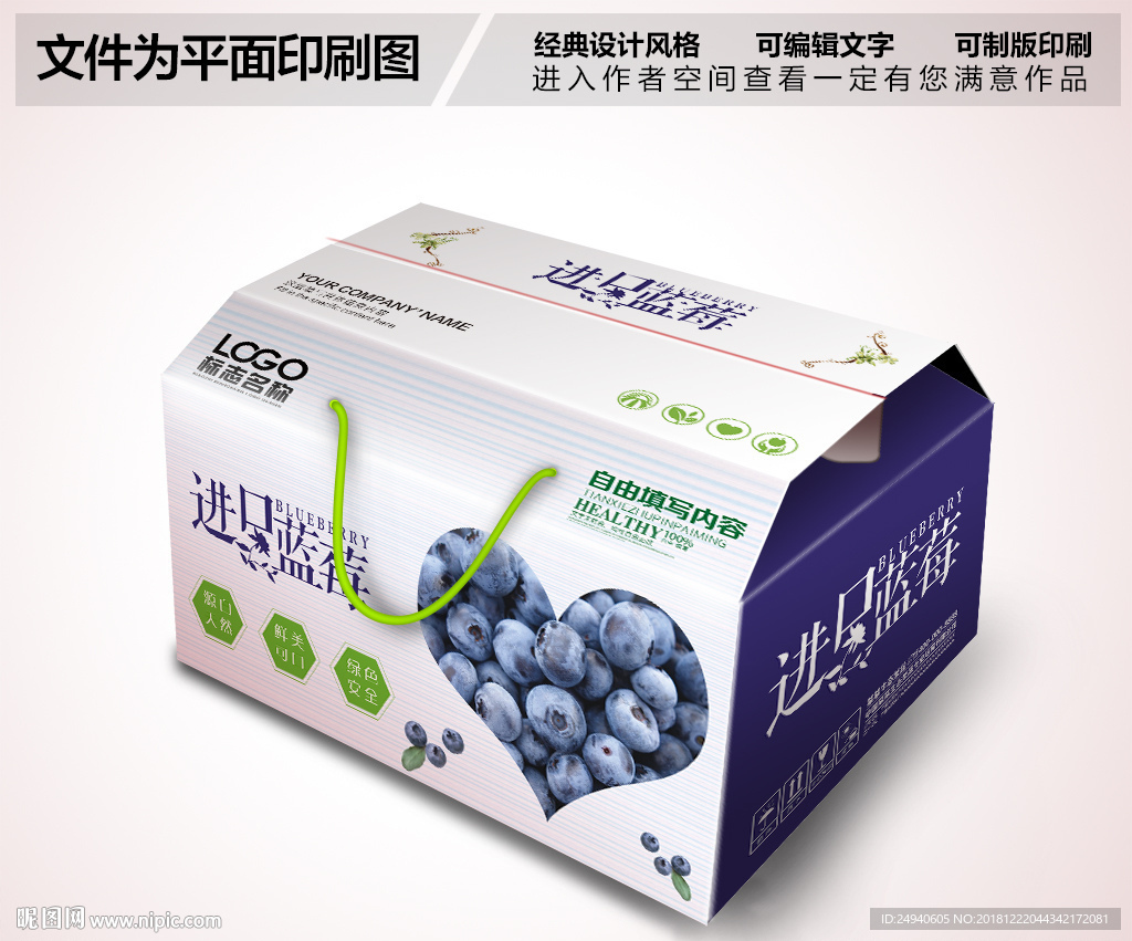 蓝莓包装PSD