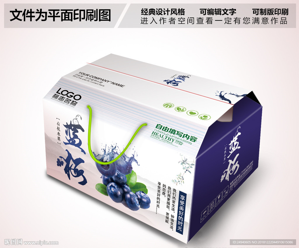 蓝莓包装盒设计PSD