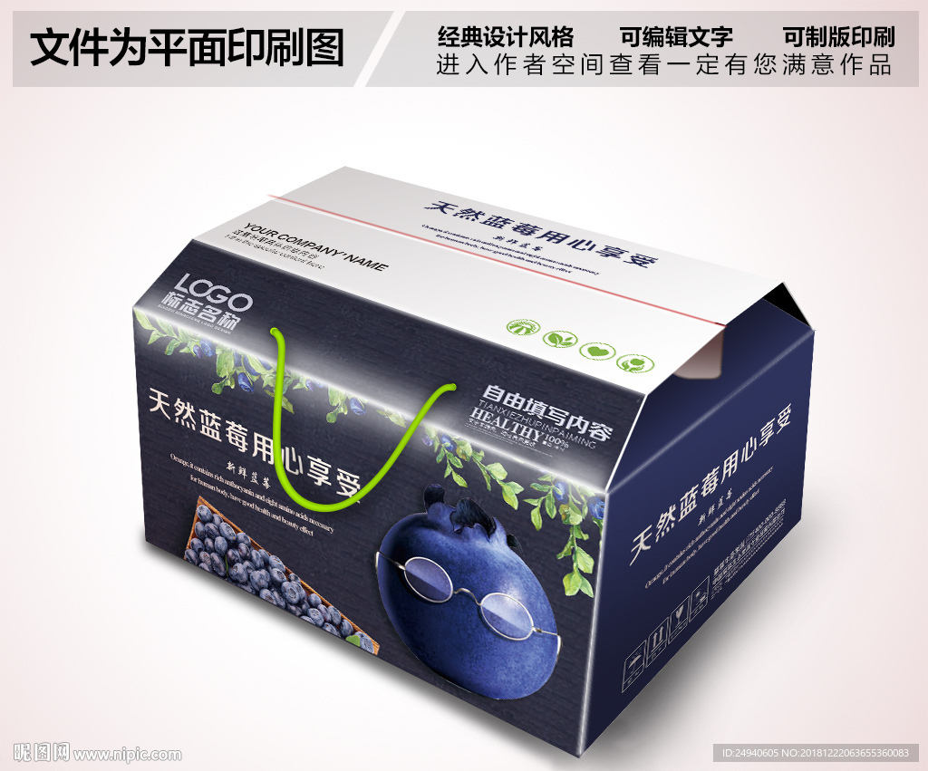 蓝莓包装PSD