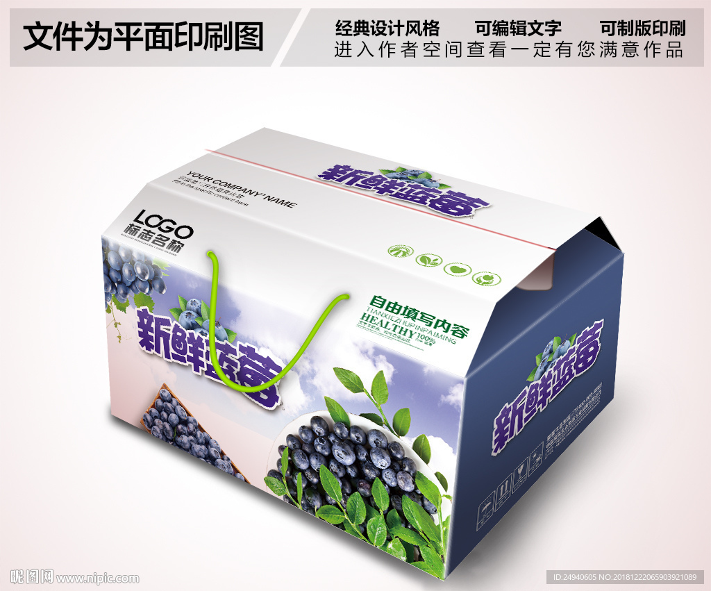 蓝莓包装PSD