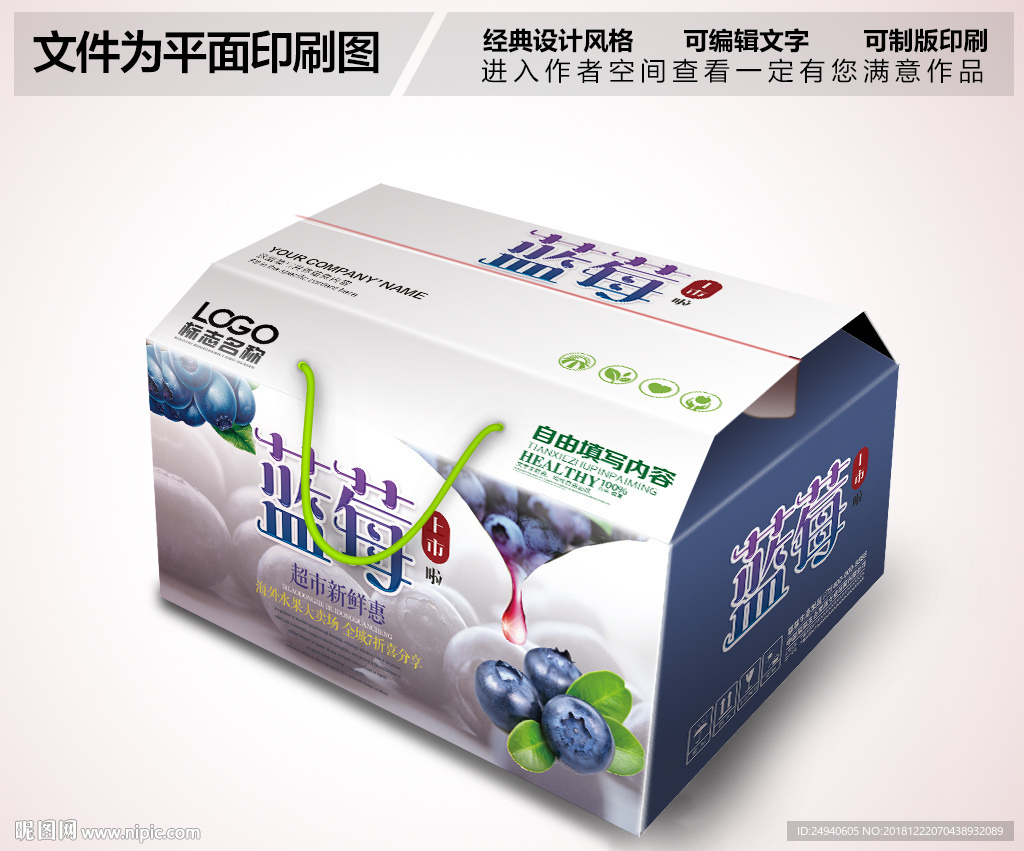 蓝莓包装PSD