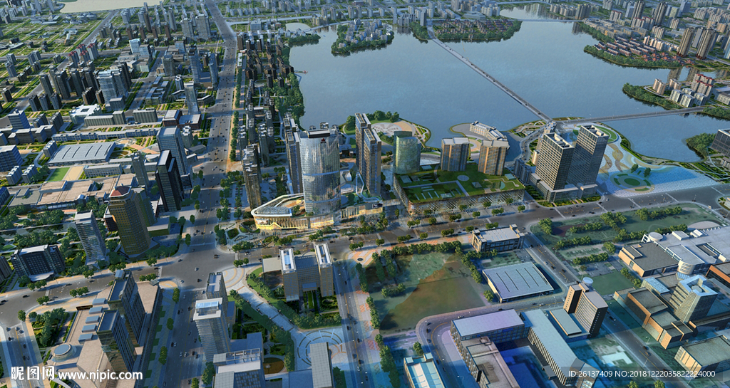 都市建筑群鸟瞰图