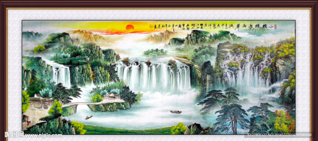 巨幅山水瀑布画41654