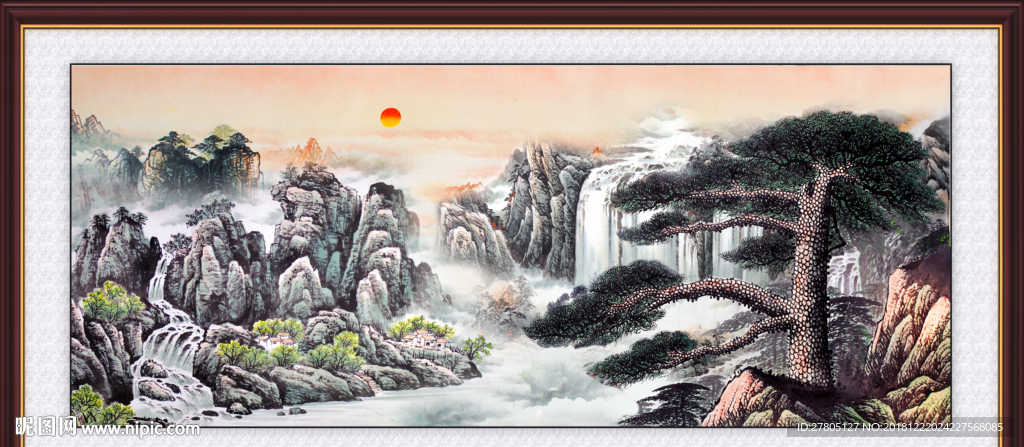 日出山水迎客松